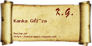 Kanka Géza névjegykártya
